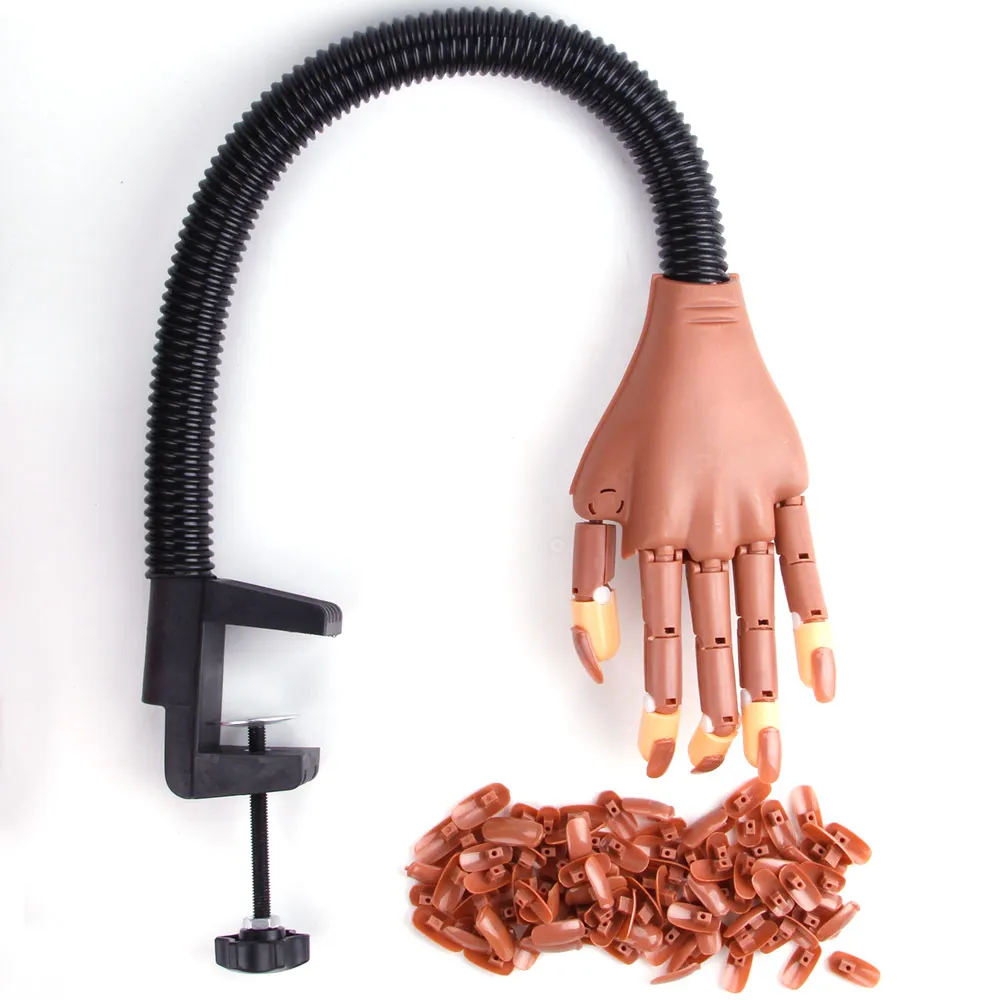 

1 Practice Hand + 100pcs Nail Tips Adjustable Nail Art Training Hands Nail Art Equipment DIY Manicure Tool For Training