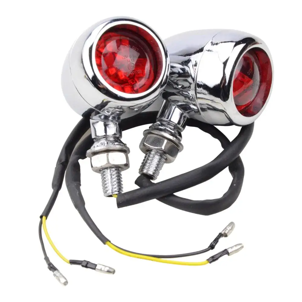 

GOOFIT Universal Motorcycle Red Cover Chrome LED Indicator Turn Signal light Lamp for Scooter ATV Bike J065-829