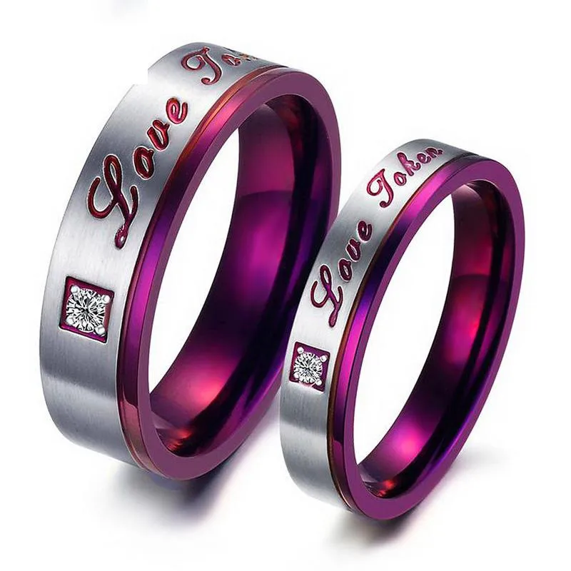 Personal design purple classic titanium steel couple ring | Украшения и аксессуары