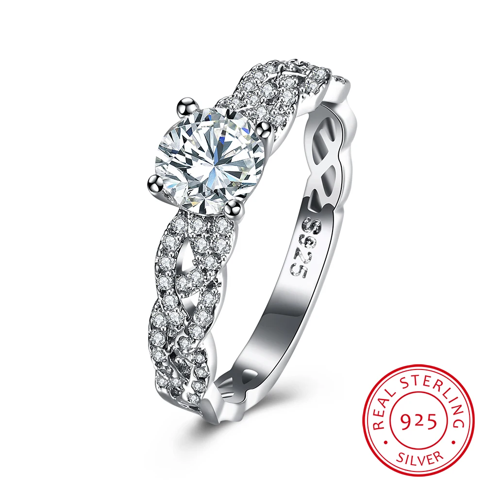 Romantic Heart Finger Ring - Genuine 925 Sterling Silver Adjustable Fashion Ring For Women & Girls
