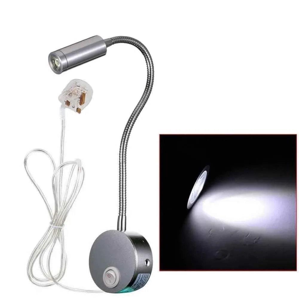 

2pcs Flexible 3 Watts 3W Plug Wired Gooseneck Bedside Led Wall Light Sconce Lamp for Reading/ Art Gallery Display Spotlight Lamp