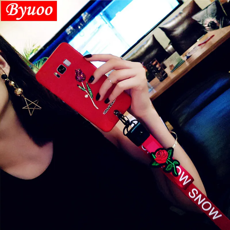 

Wrist strap Rose phone case for Samsung Galaxy s8 s9 s10 Plus J4 J6 A6 2018 s10e j7 neo j3 j5 Pro 2017 A3 A5 A7 2016 cover