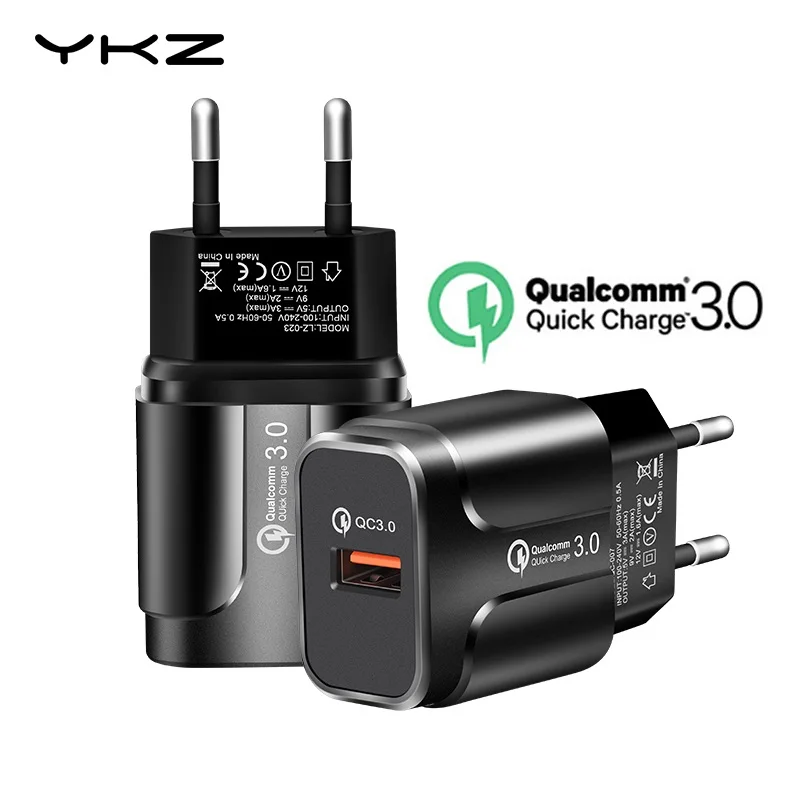 YKZ USB Charger Quick Charge 3.0 Qualcomm QC3.0 Fast Charging EU Plug ...