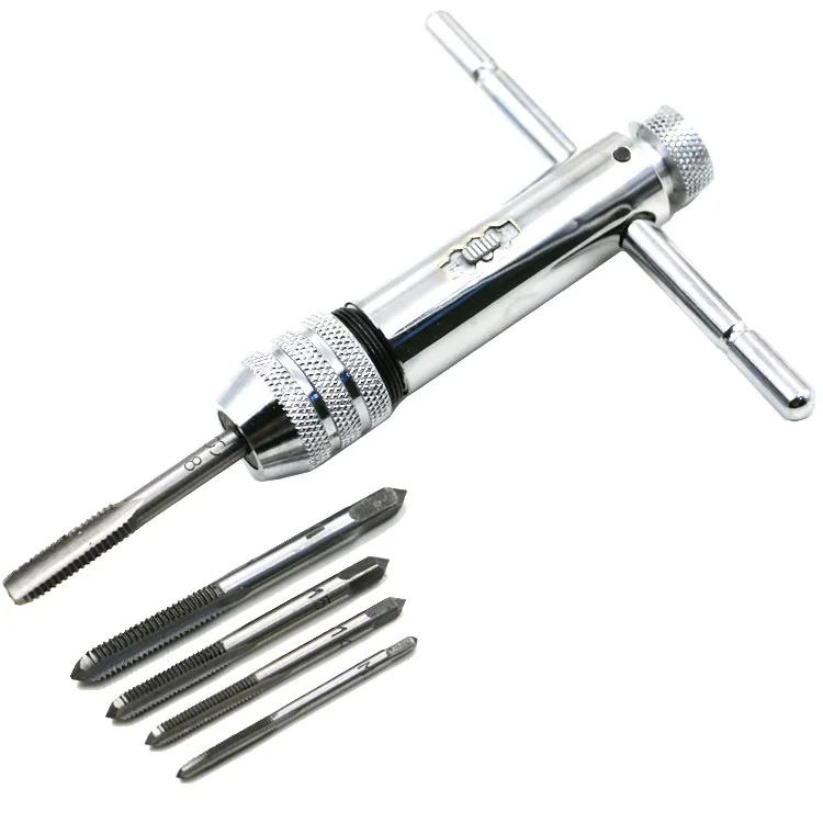 Регулируемая трещоточная головка с Т-образной ручкой 3-8 мм, гаечный ключ, M3-M8, M5-M12, машина с винтовой резьбой, Метрическая вилка, кран, машинист, инструмент для набор метчиков и плашек