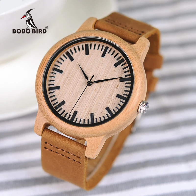BOBO BIRD Bamboo Watches for Men and Women Relogio Masculino Quartz Wristwatches Ideal Gifts C-A16 Drop Shipping