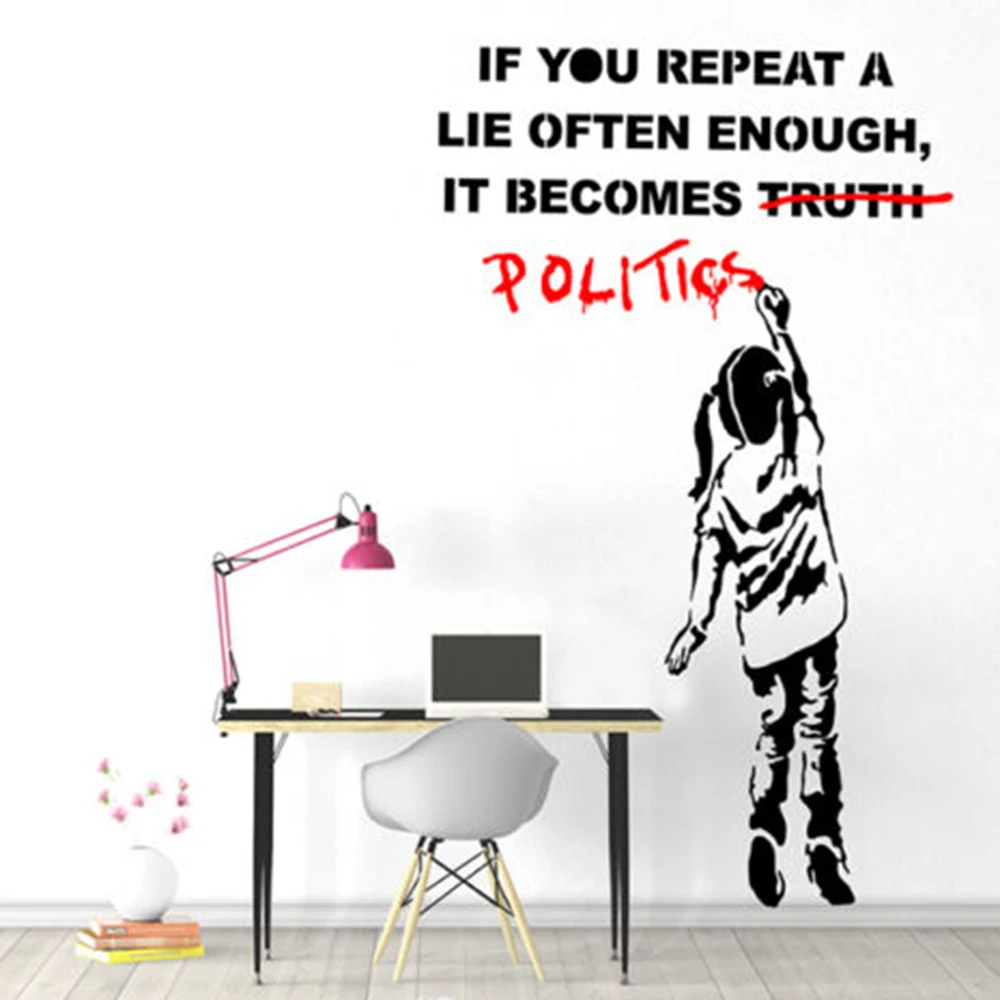  Banksy Politics Girl Wall Sticker Bedroom Playroom Graffitti Street Culture Politics Quote Girl  Wall Decal Vinyl Decor (1)