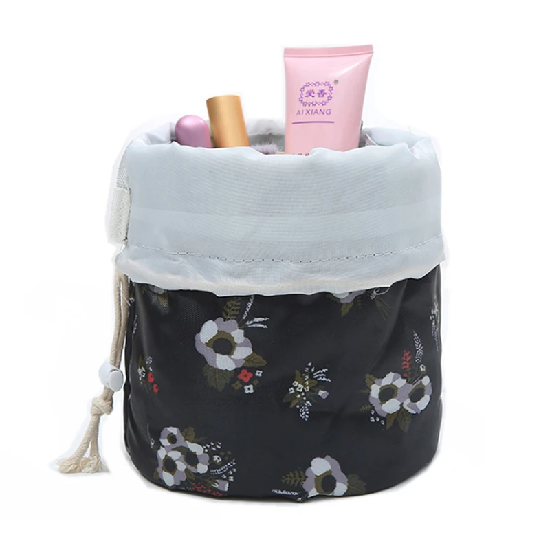 

Travel Drawstring Cosmetic Bag Flamingo Lazy Make Up Case Organizer Storage Barrel Shaped Makeup Pouch Toiletry Beauty Wash