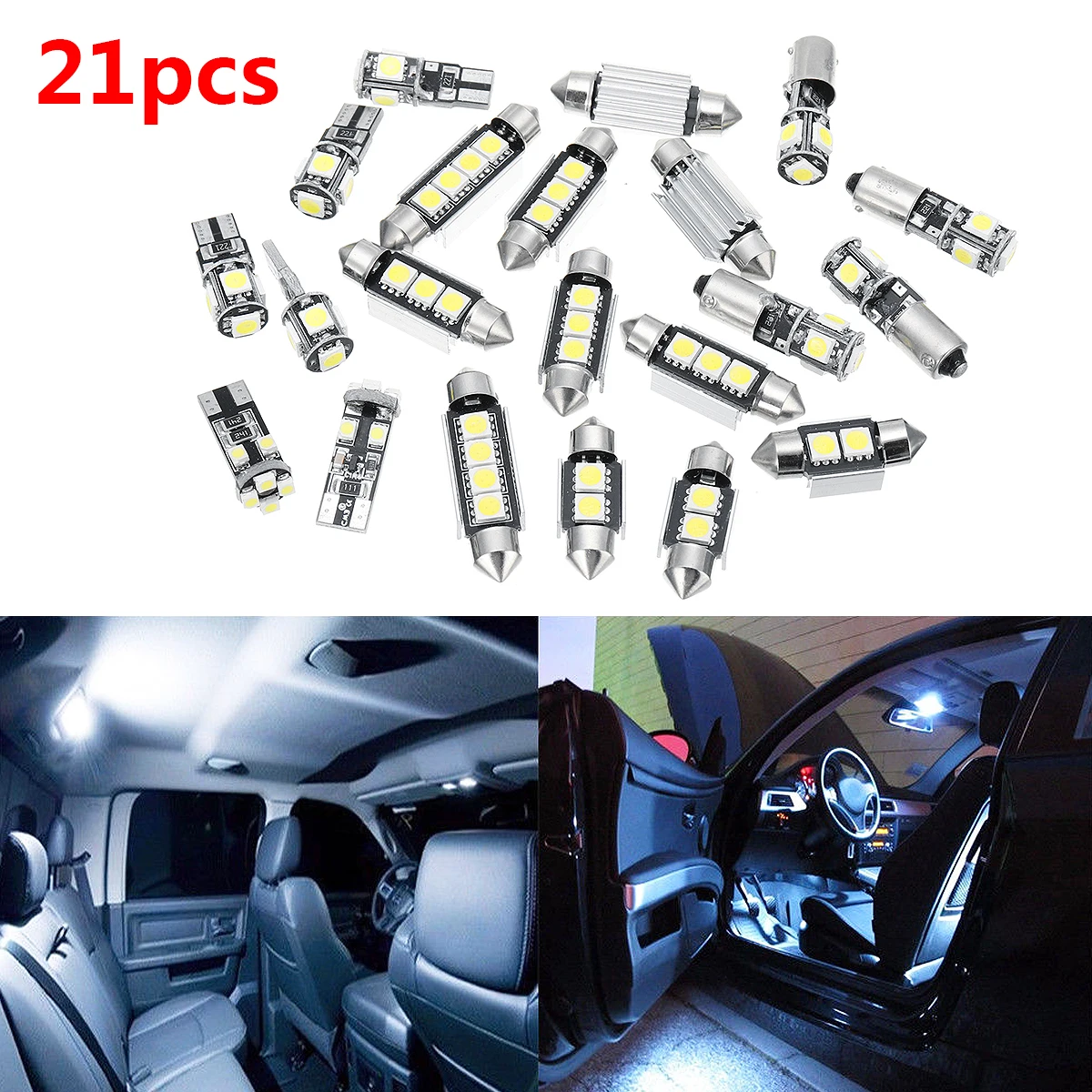

21Pcs/Set WHITE LED Interior Lights Accessories Replacement Package Kit for BMW 5 series M5 E60 E61 Auto LED Bulb
