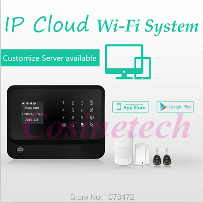 

New G90B WIFI Gsm alarm systems with big screen security WIFI+GSM+GPRS word menu home alarm system IP camera+smart socket
