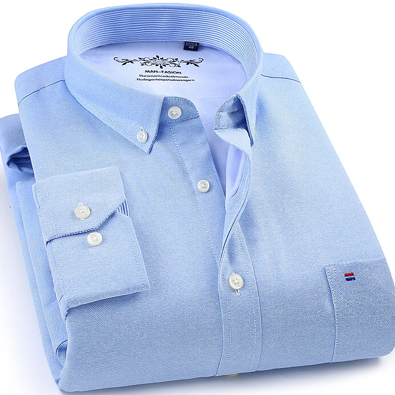 Winter Autumn Spring mens work shirts striped solid color Long sleeve social men dress shirt oxford male shirts Plus size 4XL