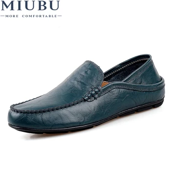 

MIUBU big size 38-46 slip on casual men loafers spring and autumn mens moccasins shoes genuine leather men's flats shoes New