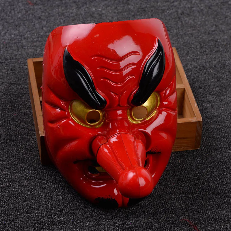 Halloween Plastic Mask Horror Red Tengu Long Nose Mask Drama Samurai Party Props Carnaval party supply Mascaras Halloween Terror