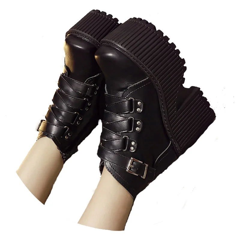 Botas Y Botines Mujer Брендовые дизайнерские ботинки на платформе в рок-стиле сезон г. Панковые ботинки Martin Стильная обувь для поездок на мотоцикле Черные ботильоны