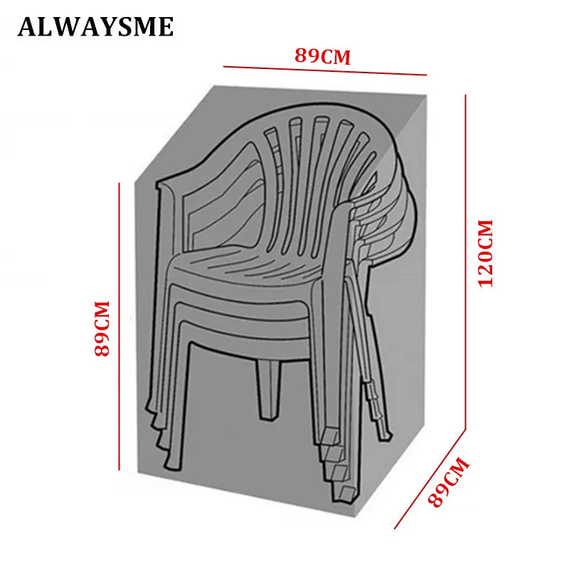 ALWAYSME, уличные чехлы для стульев для патио, чехлы для стульев с высокой спинкой, чехлы для стульев, мебель для отдыха, чехлы для хранения стульев, органайзеры, защитные чехлы - Цвет: Black 89X89X120-89CM