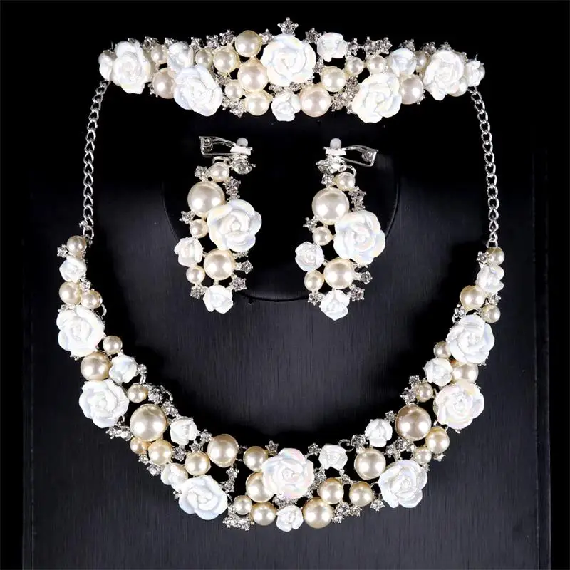 Korea Style Women Ivory Handmade Rhinestone Tiaras Veil Wedding Bridal