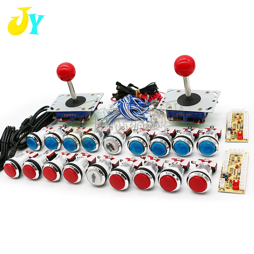 

Arcade Game DIY Accessories Kit for PC and Raspberry Pi 8 W joystick + Chrome-plated silver LED Illuminated push buttons