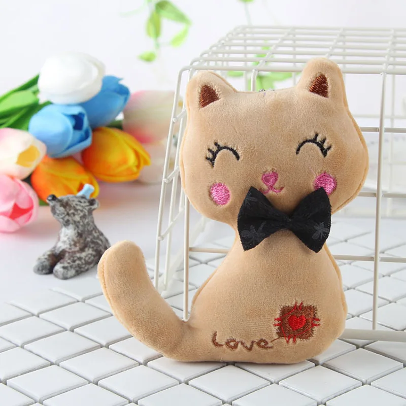 SLPF12cm Cat Plush Pendant Key Chain Toys Grab Machine Doll Wedding Throw Bag Bouquet Accessories Children 3