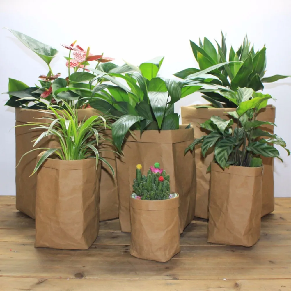 Kraft Paper Storage Bag Washable Plants Flowers Vegetable Grow Bags