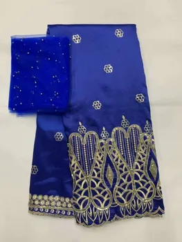 

High Quality African George Lace with 2yards beads Tulle Lace Fabric african george material wrapper with blouse FFB86-14