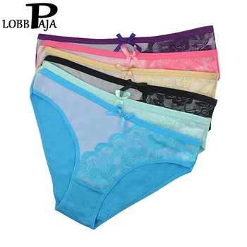 

LOBBPAJA 6 PCS Pack Women Underwear Cotton Sexy Lace Panties Low Waist Girls Briefs Ladies Knickers Lingerie LP9229