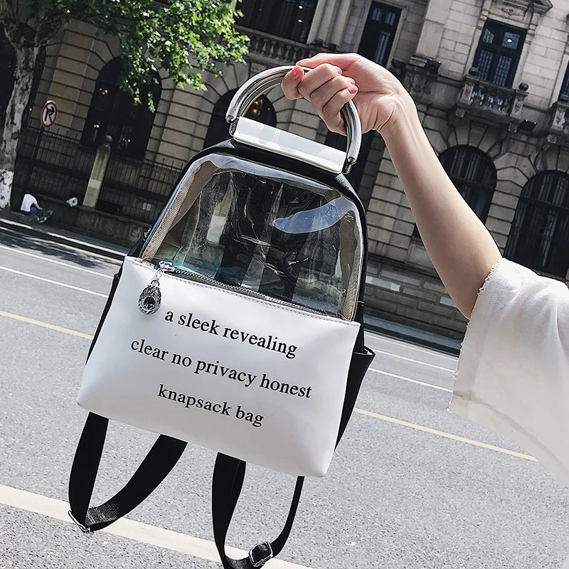 

Transparent jelly Shoulder Bag 2019 Women's new Korean version fashion Alphabet Backpack hundred leisure travel Bag