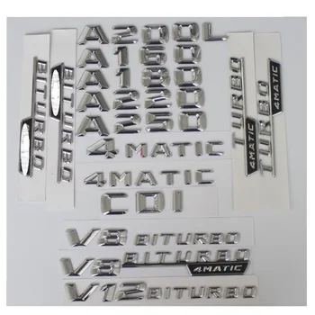 

3D Chrome Trunk Rear Number Letters Badge Emblem Sticker for Mercedes Benz A45 A180 A200 A220 A250 V8 BITURBO AMG 4MATIC