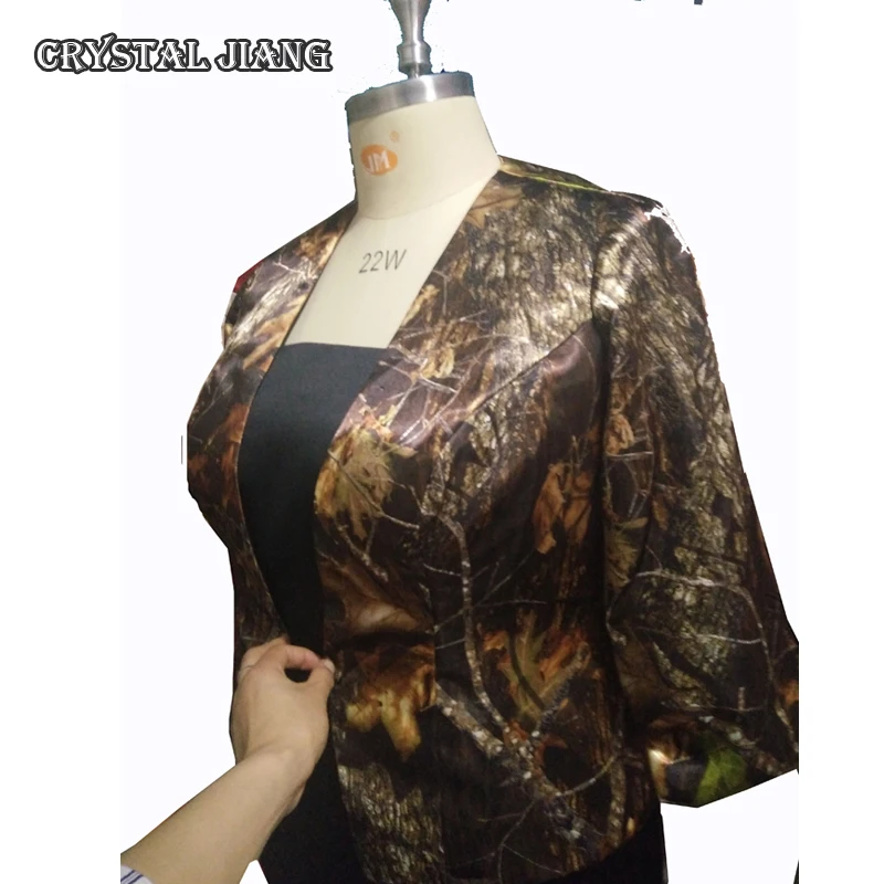 

Real Image !!! Mossy Oak Jacket For Mothers Dresses With 3/4 Sleeveless Jackets Sheath Wedding Formal Gown