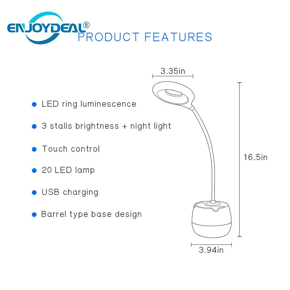 2в1 Регулируемый сенсорный светодиодный настольный светильник Многофункциональный ночник ручка держатель для дома ребенок зарядка через USB