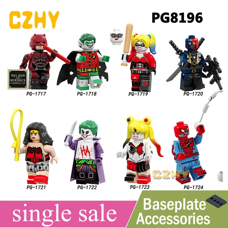 

Legoed Building Blocks Daredevil Zombie Robin Deathstroke Wonder Woman Harley Quinn Figures Learning For Children Toys PG8196