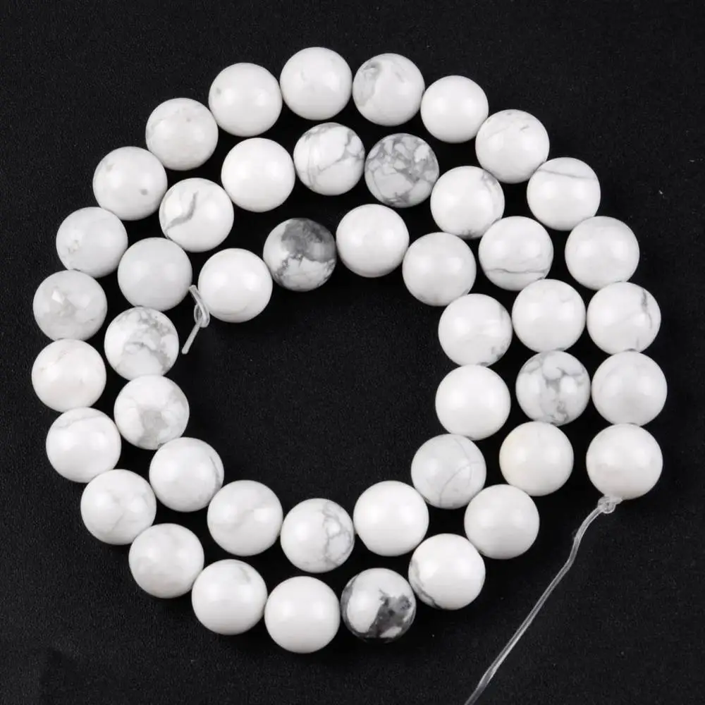 Howlite Натуральный круглый тигровый глаз Амазонит гранат Бирюзовый говлит Кварцевый Камень Бисер для изготовления ювелирных изделий на выбор 30 цветов - Цвет: Howlite