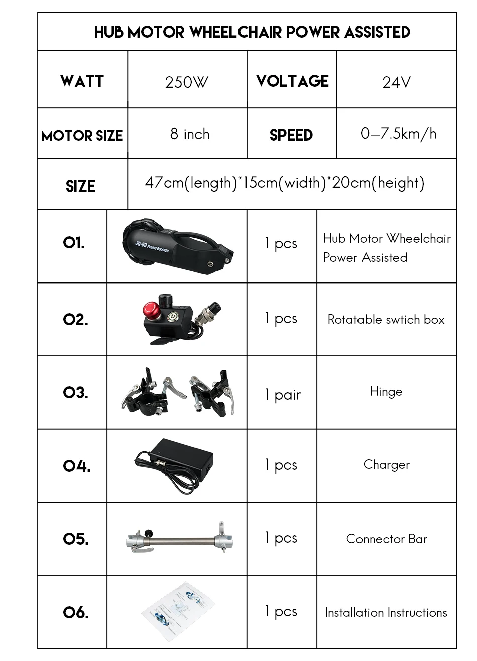 24V 250W 8 дюймов контроллер электромотора для инвалидной коляски с помощью интеллигентая(ый) преобразования Наборы