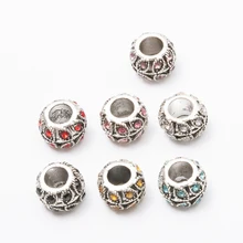 20pcs Crystal Flower vine European beads Fit Pandora Charms Original Bracelet Spacer Charm Beads Jewelry Making DIY js1460