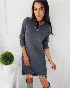 

New Autumn Winter Women Fashion Long Sleeve Pencil Knitted Sweater Dress