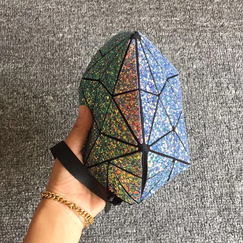 هندسية شبه دائرة التجميل حقيبة للنساء حقيبة مستحضرات تجميل fashional حقيبة مستحضرات تجميل العلامة التجارية