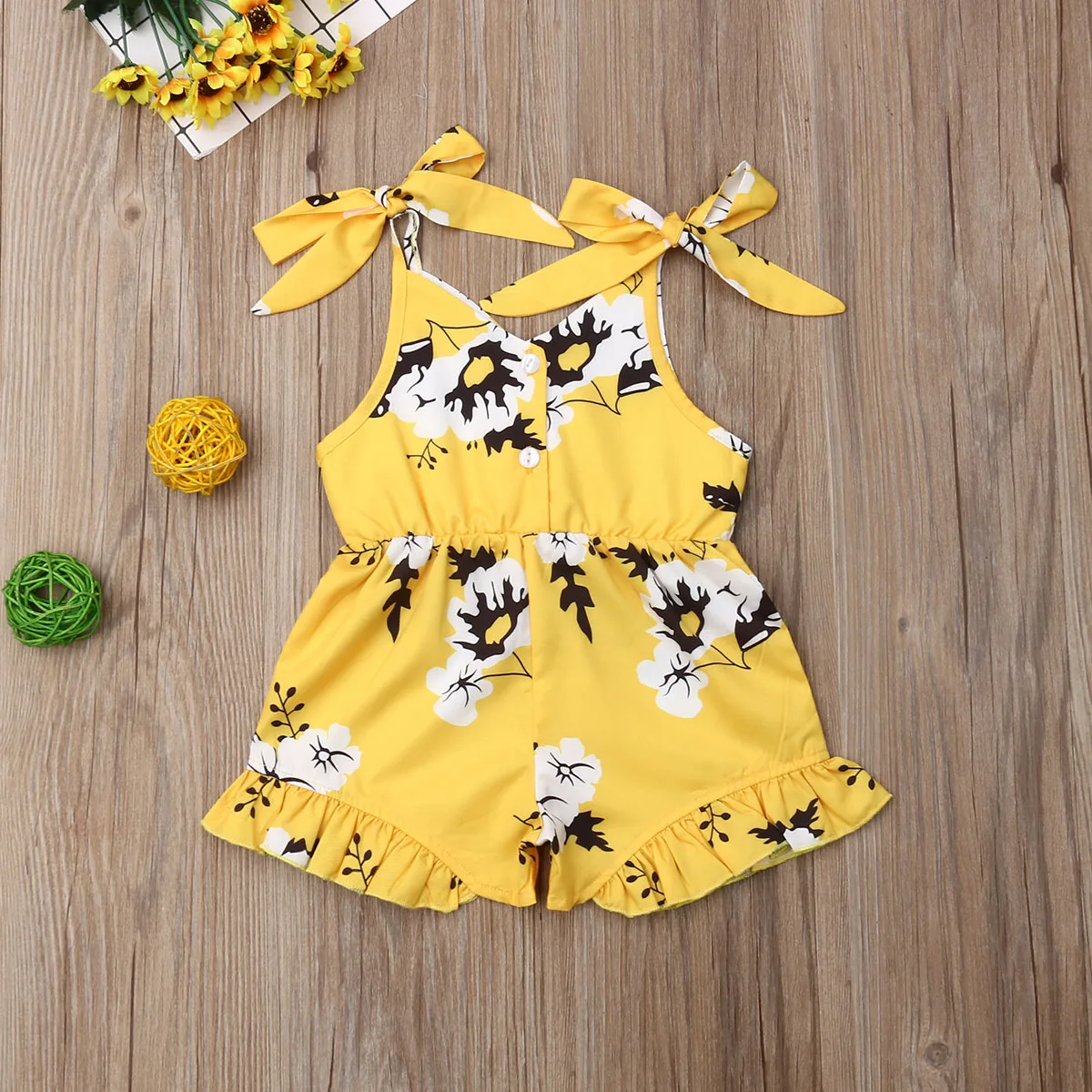 Children Clothes 1 2 3 4 5 6 Years age new cotton Sleeveless bow floral Romper Outfits Jumpsuit kids baby girls Clothing