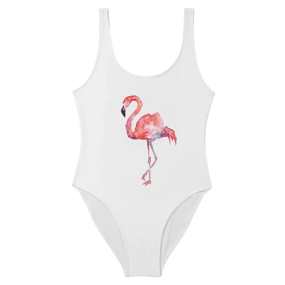 Flamingo Print High Cut Swimwear Bikini Sexy Women Swimsuit Brazilian