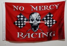 No Mercy Racing Pirate Flag Skull with Checkered Flag hot sell goods 3X5FT 150X90CM Banner brass metal holes