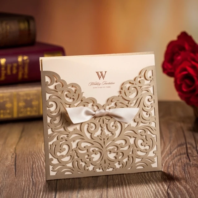 Wishmade Free Shipping Gold Laser Cut Bow Knot Wedding Invitations Wishmade Free Shipping Gold Laser Cut Bow Knot Wedding Invitations Cards Hot Cw5011