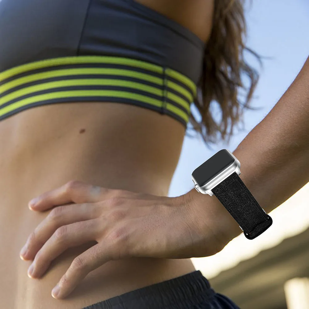 Ремешок для часов apple Watch series 1 2 3 Холщовый темно синий джинсовый браслет iwatch с