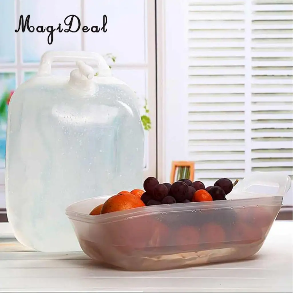 MagiDeal 10L Drinking Water Pot Folding Water Bucket Fruit Wash Basin for Outdoor