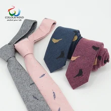 Новые брендовые галстуки из хлопка, мужские галстуки с принтом птиц и листьев, вечерние галстуки, розовые, серые, мягкие галстуки ручной работы, 6 см