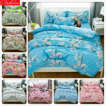 

Blue Floral Pattern Duvet Cover Bedding Set Quilt Comforter Pillow Case Adult Couple Soft Bed Linens Queen King Big Size 180x220