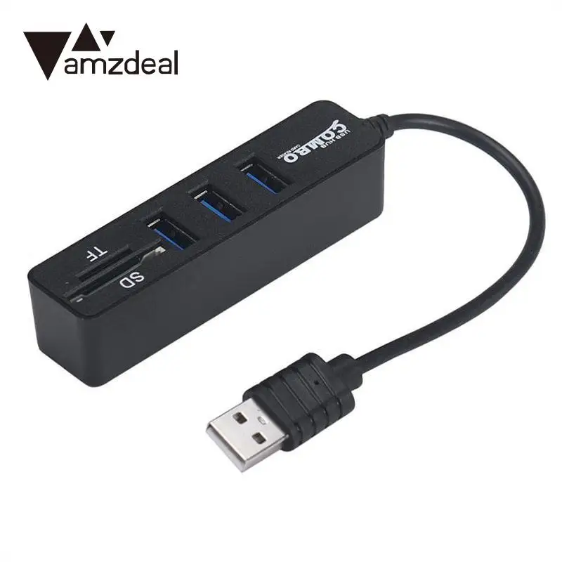 Amzdeal 2 в 1 супер Скорость внешний 3 USB с 2.0 ступицы TF SD Card Reader USB разветвитель для MacBook air LaptopPC компьютер usb-концентраторы