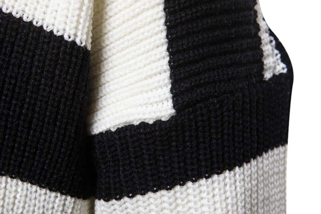 18 в осень мужской подбора цвета кардиган костюм мужской одежды в Европе и Черный и белый цвета полосатый свитер свитер
