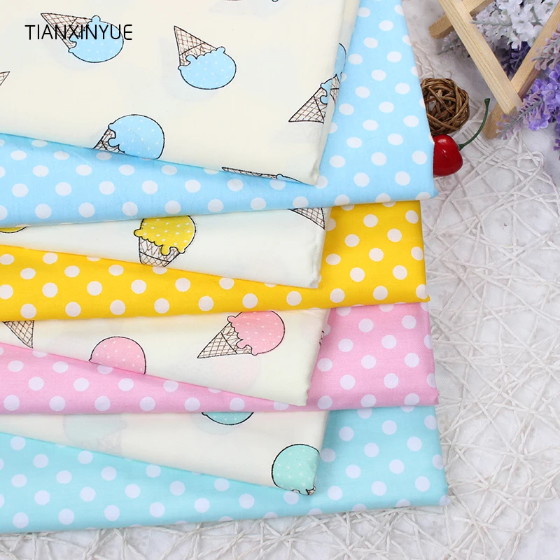 

TIANXINYUE Ice cream fabric 95% Cotton Fabric quilting Baby Cloth Kids bedding patchwork tissue Textile Sewing fabric