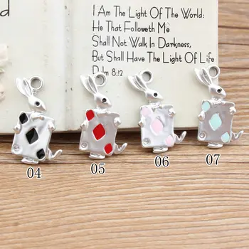 

New Arrived Alloy Drop oil Silver Tone Cartoon Animals Rabbits Poker Shape Metal Charms Diy jewelry Necklace/Bracelet Pendants