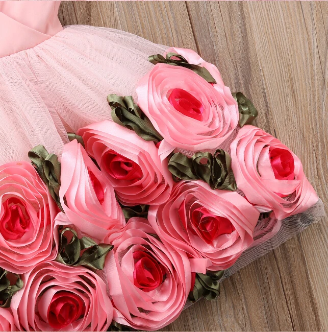 Flower Girls Dress Infant Girls 3D Rose Princess Party Dress Kids Baby Cute Sleeveless Pageant Outfits Costume Flower Girls Dress Infant Girls 3D Rose Princess Party Dress Kids Baby Cute Sleeveless Pageant Outfits Costume