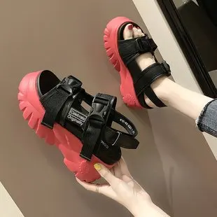 

2019 summer new style simple and simple color matching thick soles sandals women comfortable wild Roman style sandals