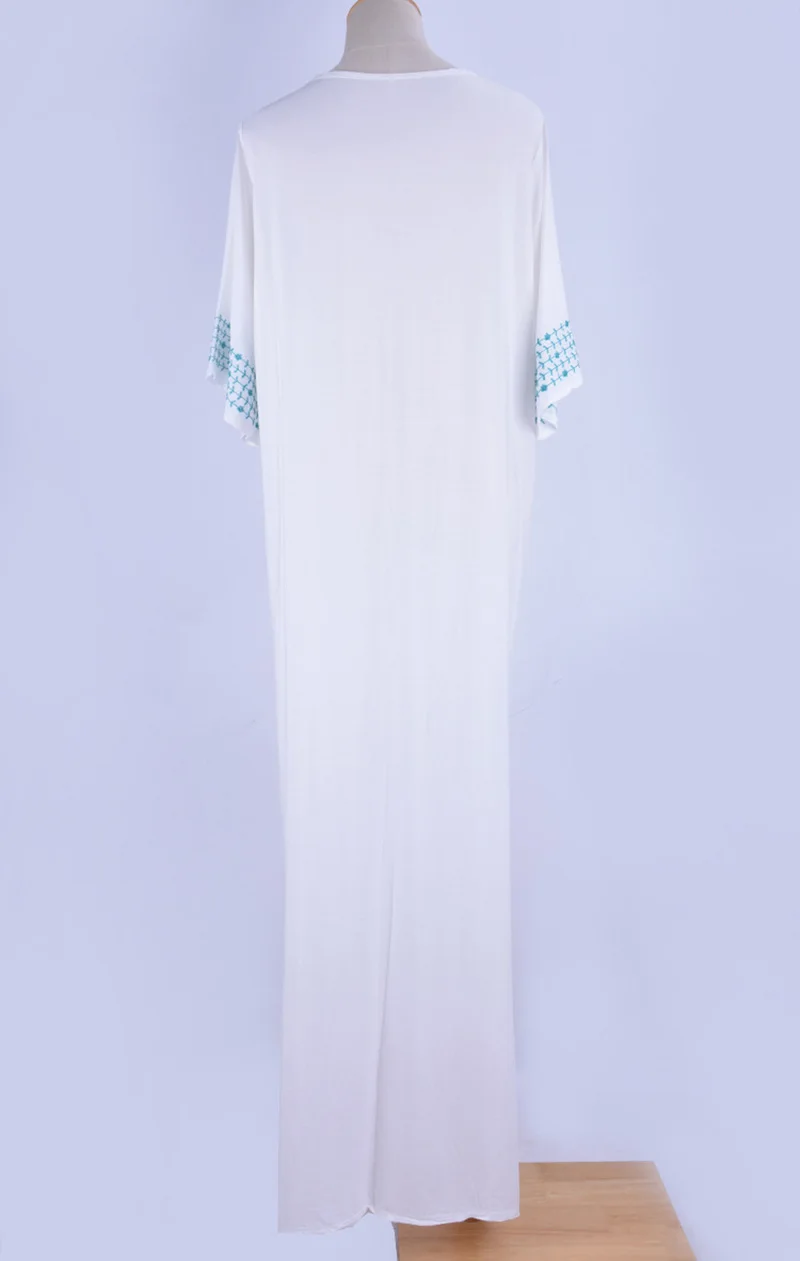 Fitshinling летнее пляжное длинное платье с вышивкой винтажная Туника большого размера свободные прямые макси платья с Боковым Разрезом женские парео