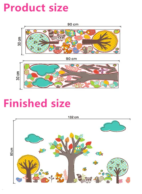 Съемные Красочные Сова лес дерево дети для детской комнаты декоративные настенные наклейки Животные виниловые наклейки на стену самоклеющиеся Декор - Цвет: ZYPA-166-N